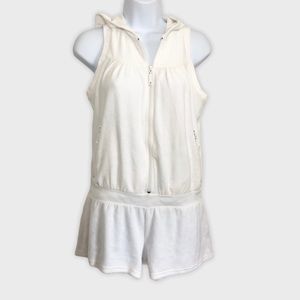 Y2K VS Plush & Lush White Terry Zip Up Romper